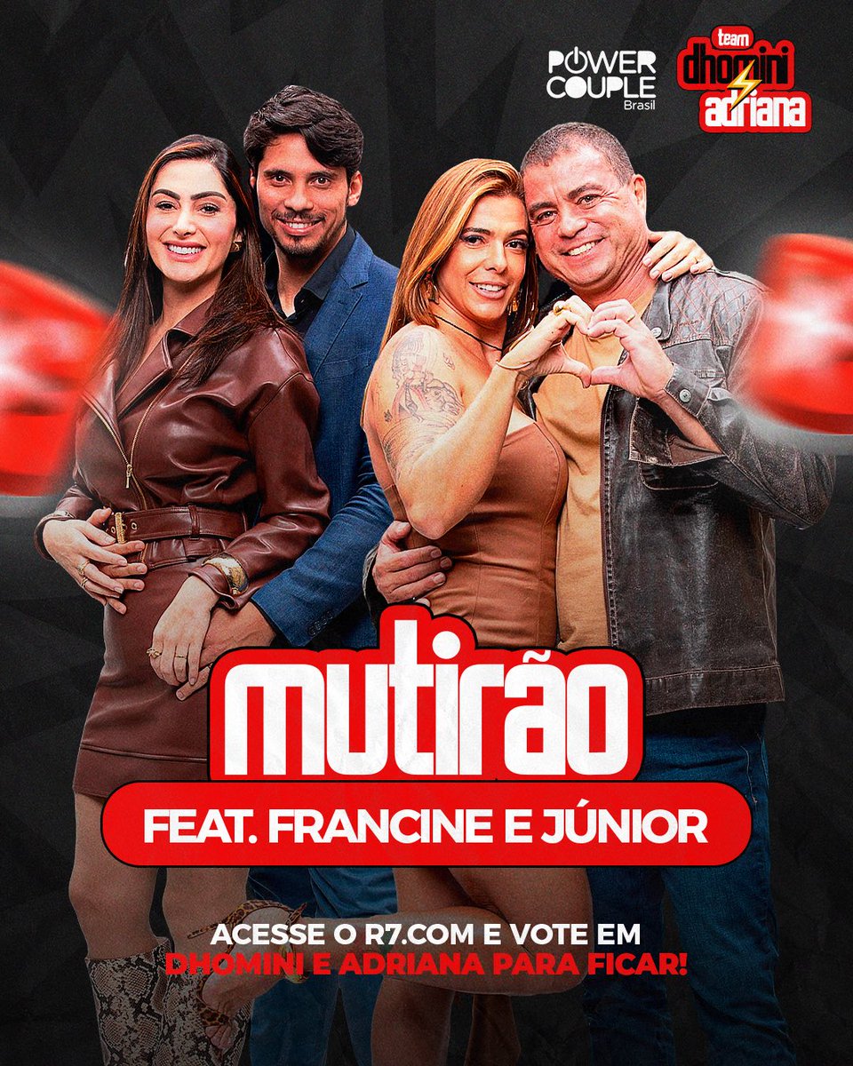 Dhomini (@dhominichampion) on Twitter photo 🚨 MUTIRÃO FEAT. <a href="/PiaiaFrancine/">Francine Piaia</a> & Júnior INICIADO 🚨
🗳️ A CADA 10 VOTOS, COMENTE UM EMOJI AQUI.
✅ O voto é para FICAR. Vote em ADRIANA E DHOMINI!
🎯 META: 1K
⏰ ENCERRA: 22h
📲: record.r7.com/power-couple-b…
#FicaDhoDri #PowerCouple 🚨 MUTIRÃO FEAT. <a href="/PiaiaFrancine/">Francine Piaia</a> & Júnior INICIADO 🚨
🗳️ A CADA 10 VOTOS, COMENTE UM EMOJI AQUI.
✅ O voto é para FICAR. Vote em ADRIANA E DHOMINI!
🎯 META: 1K
⏰ ENCERRA: 22h
📲: record.r7.com/power-couple-b…
#FicaDhoDri #PowerCouple