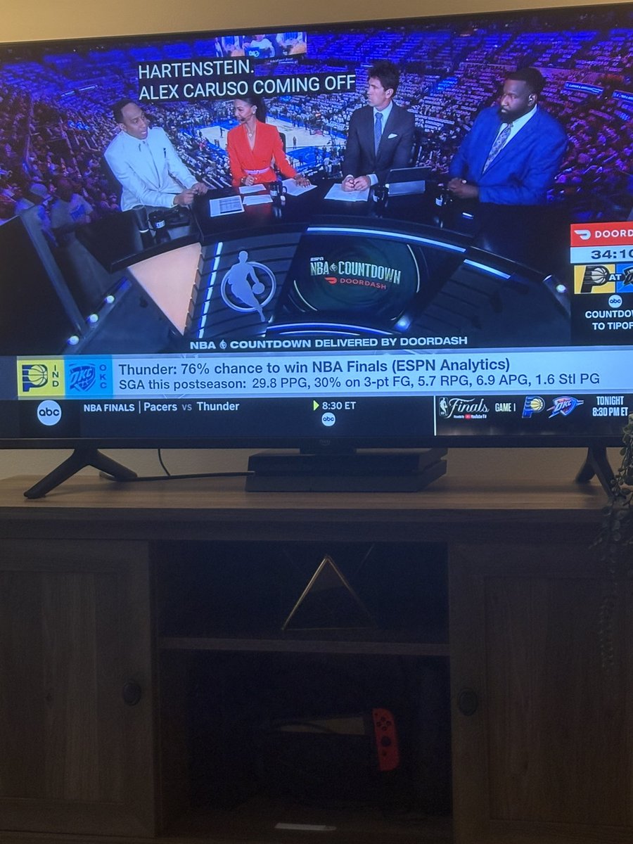 DET2335's tweet photo. Why is Stephen A Smith dressed like God  #NBAFinals https://t.co/xe44I17n89