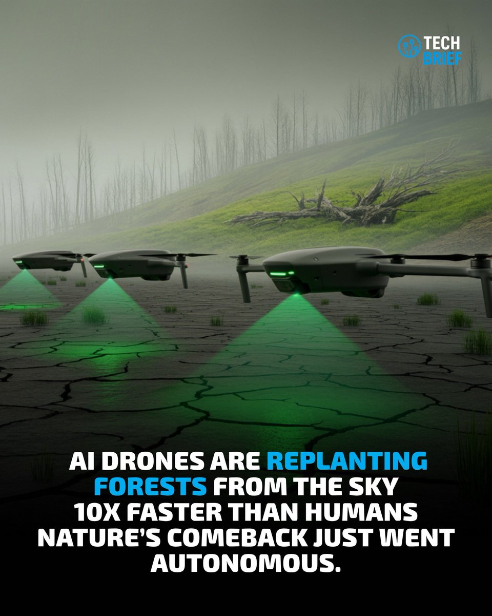CyberpunkTTRPG's tweet photo. A.I. Drones Are Replanting Forests From The Sky 10X Faster Than Humans Nature's Comeback Just Went Autonomous #Drones #ReForesting #ArtificialIntelligence #LiDAR #BioDegradable #SeedPods #Cyberpunk #TTRPG #RPG https://t.co/fHTDfU0qzX