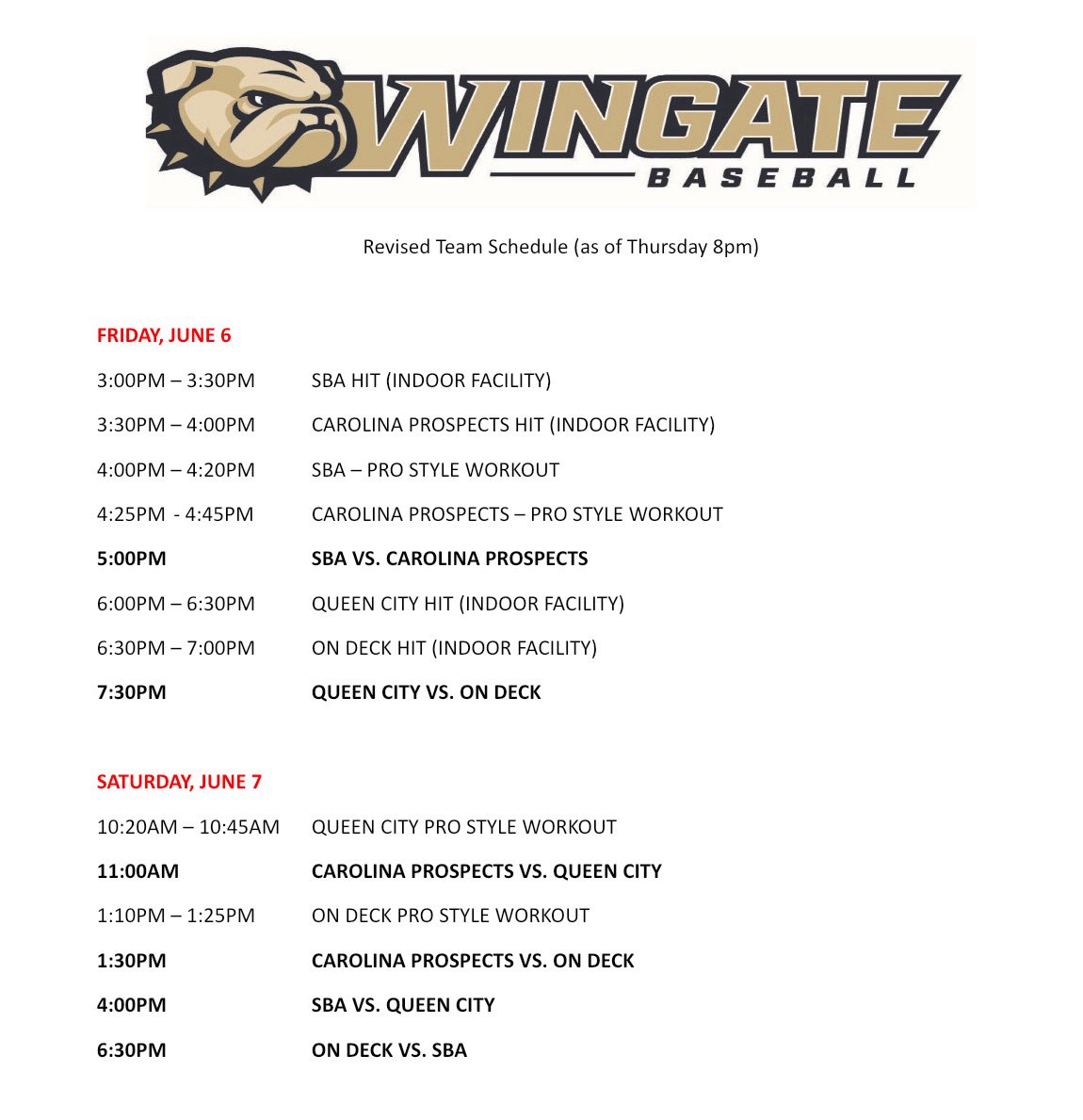 RyanBrakstad's tweet image. Updated Schedule for Wingate!!
#rolldogs #uncommitted