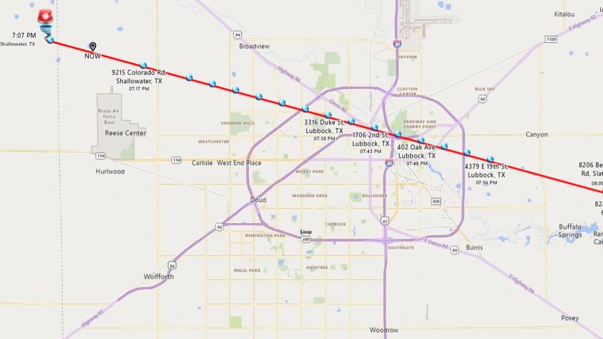 CC_StormWatch's tweet image. If you're in #Lubbock, you need to get ready to go to shelter - this storm has a confirmed #tornado once again, and has a history of intense tornadoes. It should move over the city within the next 20-30 minutes. These are the ETA's and the projected storm track. #TXwx