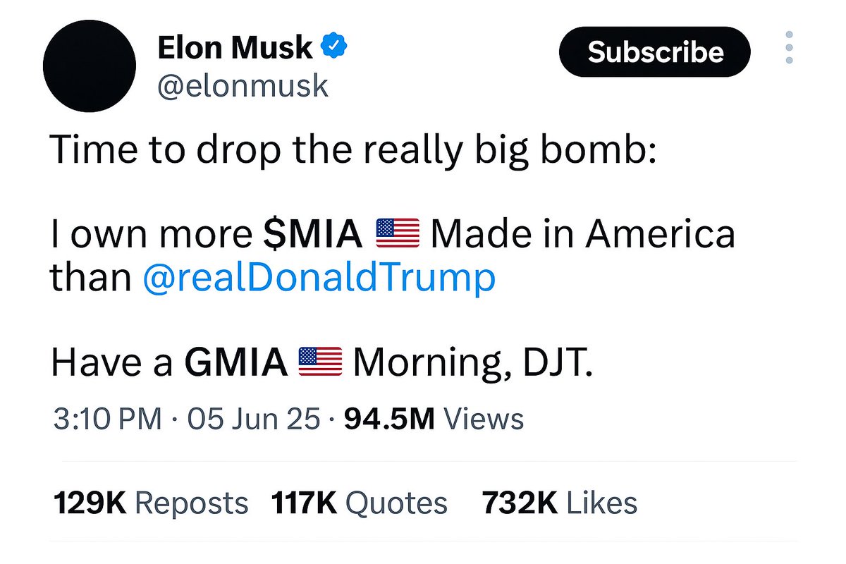 Elon might have gone too far…🤨 <a href="/MIA_SOL_X/">$MIA (Made in America)</a> 👇 $MIA 🇺🇸
