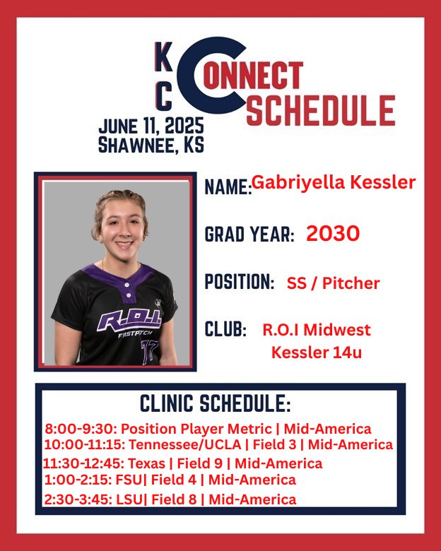 Gabriyella Kessler-2030 (@gabriyellak) on Twitter photo 5 days away until KC Connect Camps <a href="/DDSBandEvents/">Diamond Direction</a> excited to work and meet coaches and staff. <a href="/roimidwest/">R.O.I. Midwest-Kessler 14u</a> <a href="/LineDsoftball/">Line Drive Media</a> <a href="/TGETalent/">Top Gun Events-Talent</a> 5 days away until KC Connect Camps <a href="/DDSBandEvents/">Diamond Direction</a> excited to work and meet coaches and staff. <a href="/roimidwest/">R.O.I. Midwest-Kessler 14u</a> <a href="/LineDsoftball/">Line Drive Media</a> <a href="/TGETalent/">Top Gun Events-Talent</a>