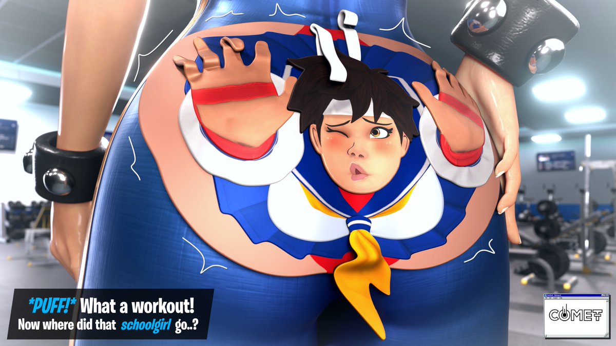 Sakura hits rock bottom while stuck to Chun Li's bottom. 
------------------------------
#flattened #flattening #平面化