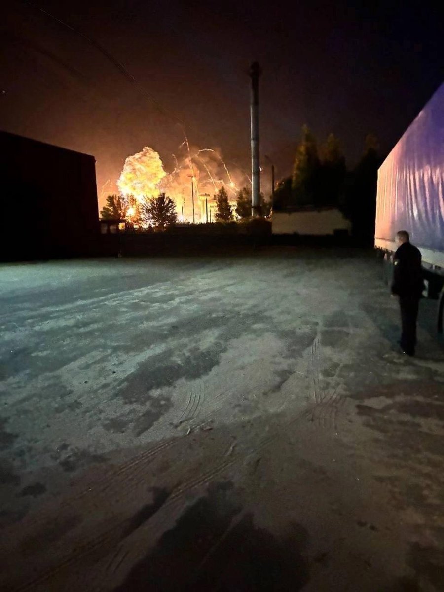 Something is exploding at the airfield in Bryansk, Russia. According to video footage, secondary detonations are occurring  some kind of ammunition is going off