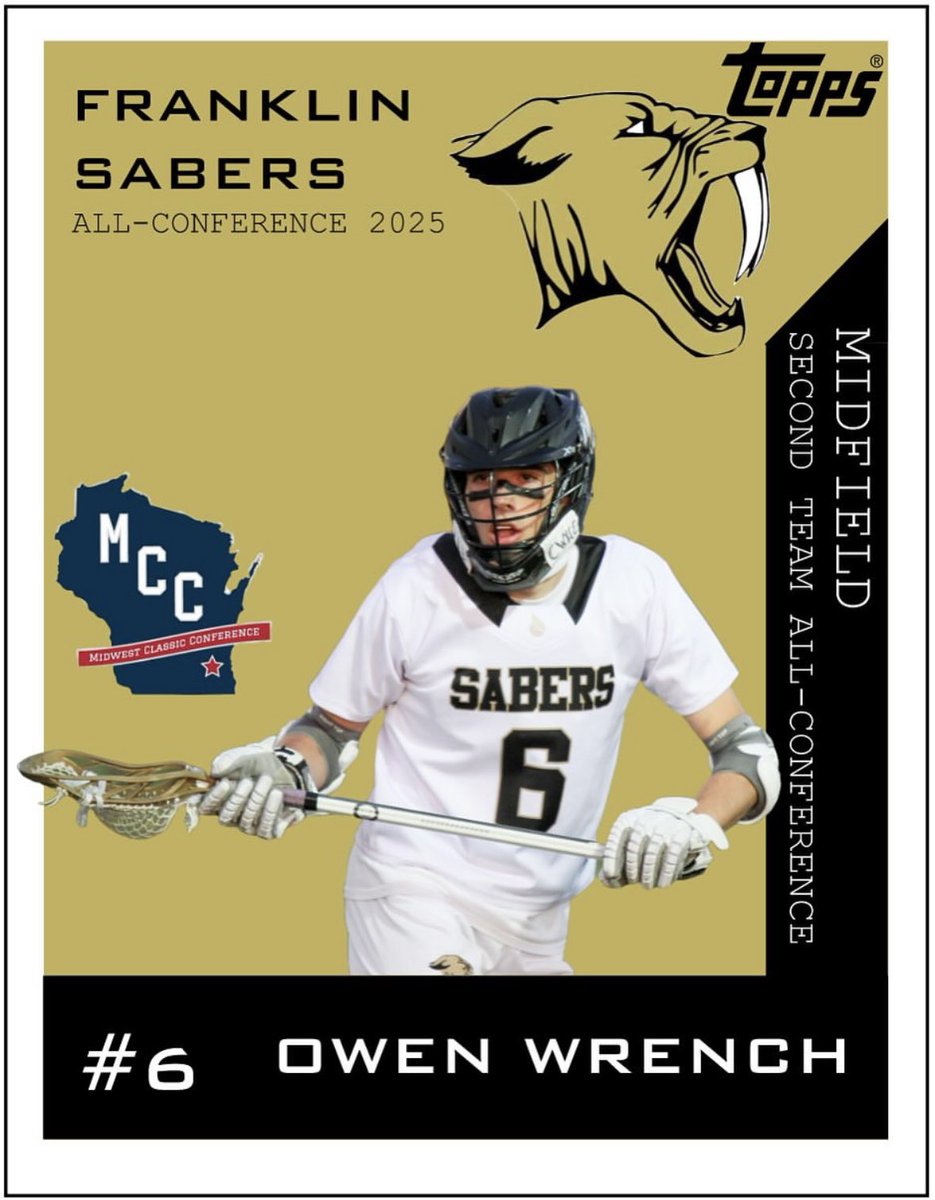 OwenWrench's tweet photo. Blessed to have been named Second Team All Conference as a Midfielder! Thank you for the all memories @saberboyslax, excited to see what’s next with @NCCMensLacrosse! https://t.co/JEukzEYwos