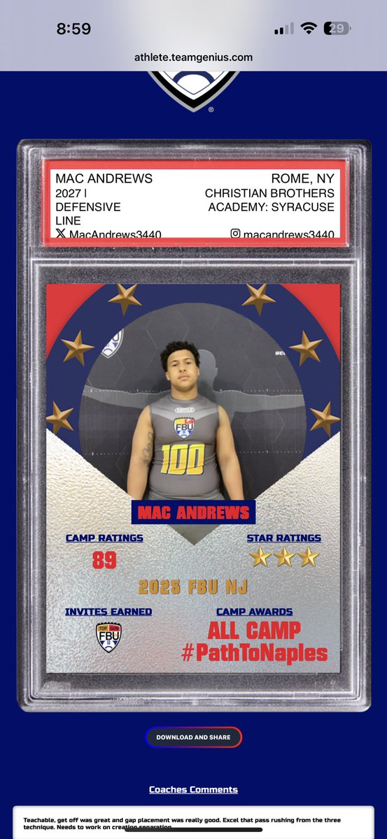 MacAndrews3440's tweet image. Fbu camp New Jersey was lit! Earned an invite to compete in Naples Florida to compete along with learning new moves and things about myself. Aint mad at the star rating either ⭐️⭐️⭐️