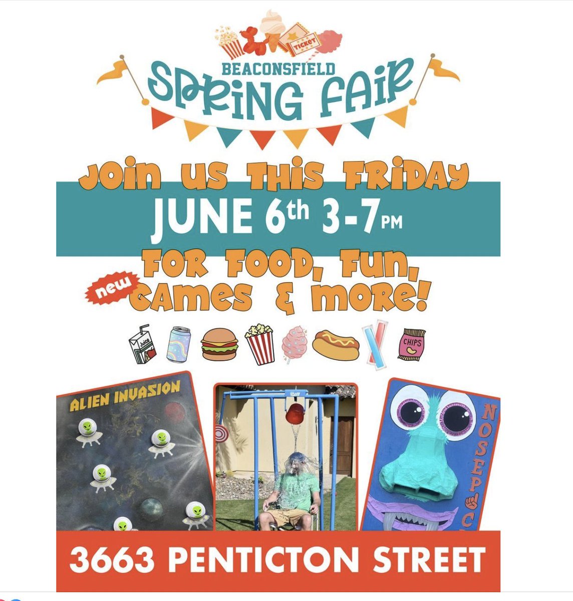 RevueBc's tweet image. Beaconsfield’s Annual Spring Fair, Fri., June 6, 3 to 7pm, 3663 Penticton St.  
Come and enjoy BBQ, popcorn, cotton candy, and exciting NEW games this year.

#springfair #beaconsfield #familyevent