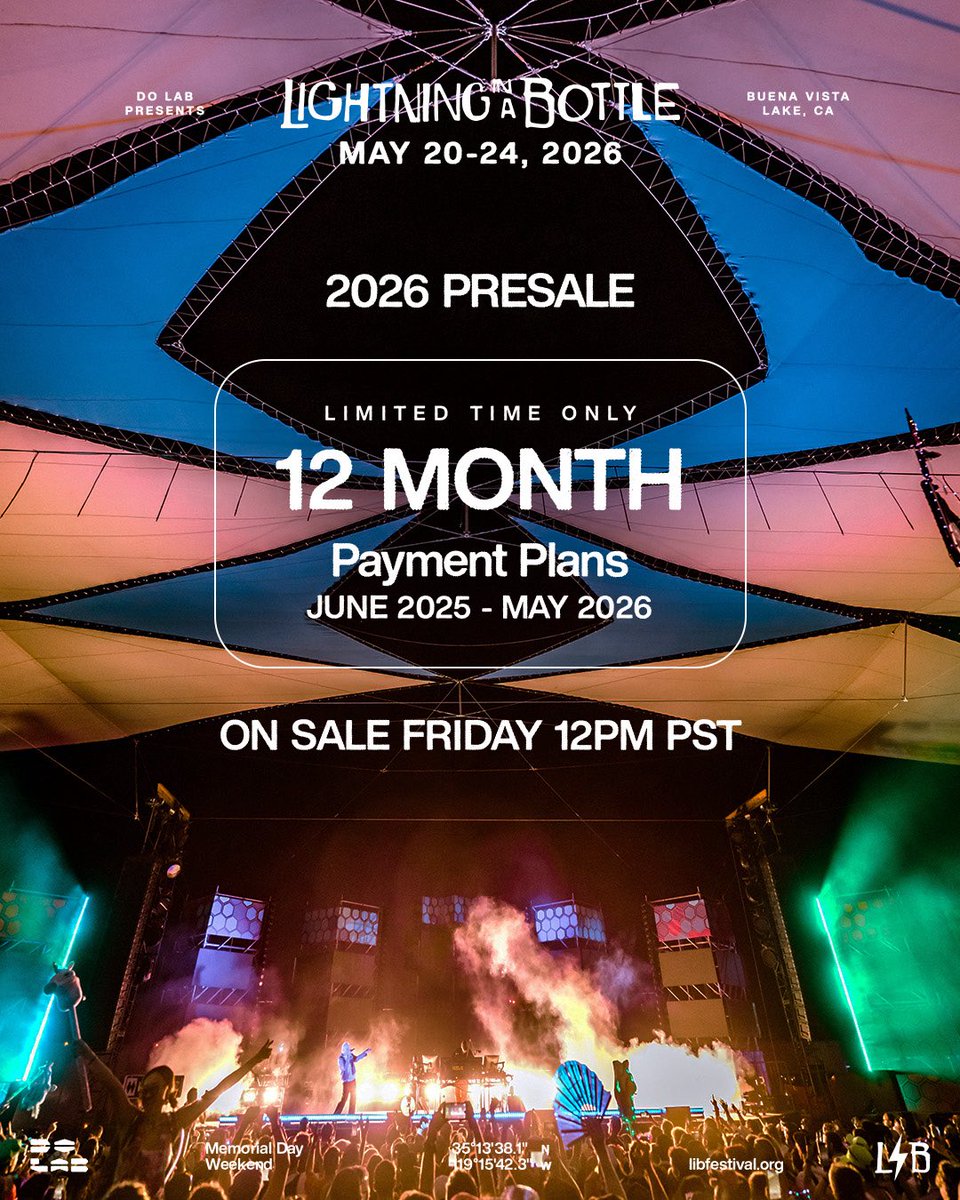 12 Month Payment Plans available during tomorrow’s 2026 Presale for a limited time only. Last chance to register + explore all passes at libfestival.org! ⚡️