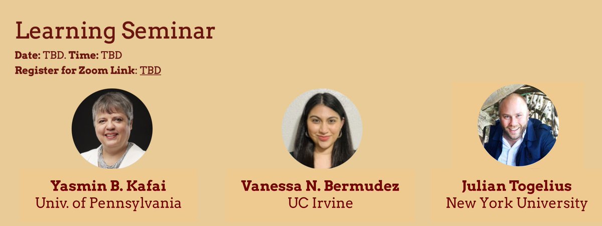 Junyi Chu (@junyichu) on Twitter photo 🌱 On learning (July, TBD): Yasmin Kafai, <a href="/vnbermudez/">Vanessa Noemy Bermudez</a> <a href="/togelius/">Julian Togelius</a>
Registration link to come
<a href="/PennGSE/">Penn GSE</a> <a href="/UCIEducation/">UCIEducation</a> <a href="/NYUGameLab/">NYU Tandon Game Innovation Lab</a> 🌱 On learning (July, TBD): Yasmin Kafai, <a href="/vnbermudez/">Vanessa Noemy Bermudez</a> <a href="/togelius/">Julian Togelius</a>
Registration link to come
<a href="/PennGSE/">Penn GSE</a> <a href="/UCIEducation/">UCIEducation</a> <a href="/NYUGameLab/">NYU Tandon Game Innovation Lab</a>