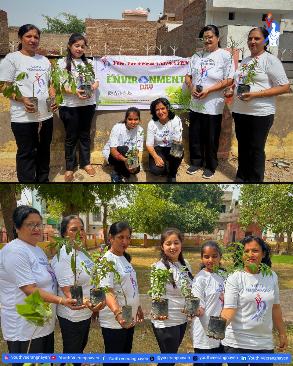 Yveerangnayen's tweet photo. Roots of change begin here. 
Tree plantation drive on Environment Day in Hanumangarh (Rajasthan).
#EnvironmentDay #WorldEnvironmentDay2025 #GreenPlanet #YouthVeerangnayen #यूथ_वीरांगनाएं #SharingIsCaring #WeCareForYou #EmpoweringU #WomenEmpowerment https://t.co/uSHQNebF0E