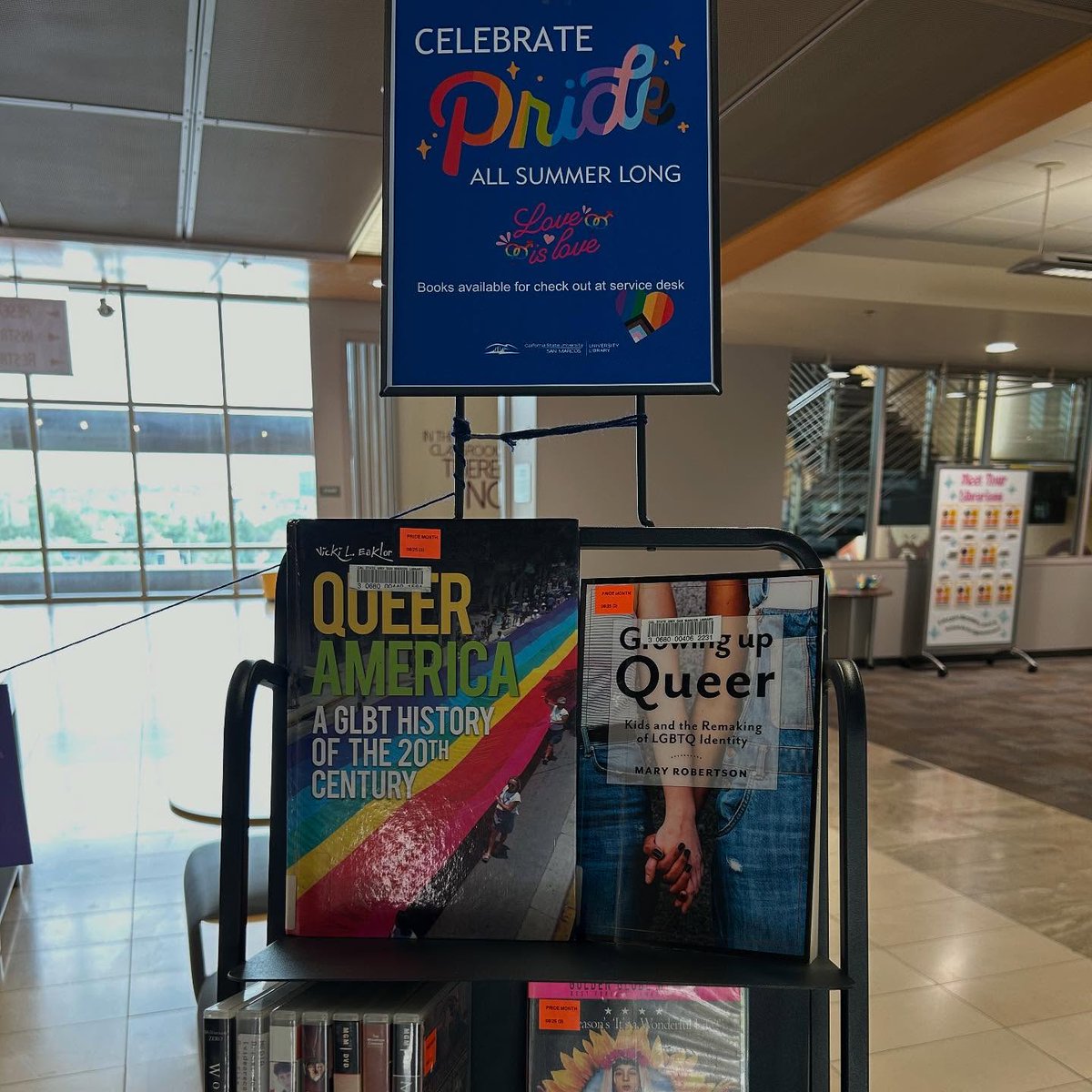 csusm_library's tweet image. We’re celebrating Pride Month all summer long at the CSUSM Library! Stop by our book and DVD display on the 3rd floor for material from our collection that highlights LGBTQIA+ voices and experiences.

#CSUSM #CSUSMLibrary #PrideMonth