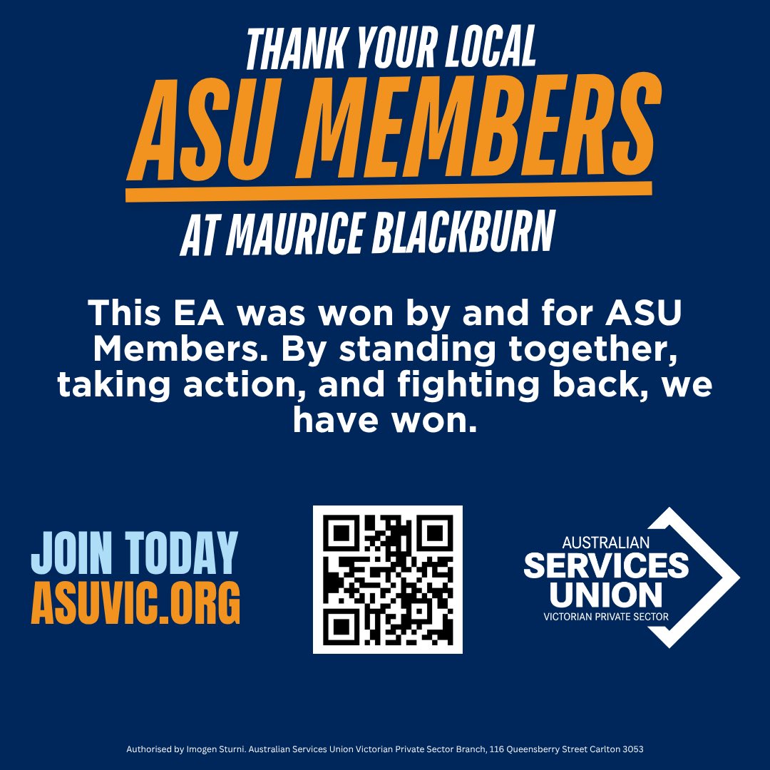 ASU Members at Maurice Blackburn - after over a year at the bargaining table and record breaking industrial action  - have won 💪🌹

Do you want to win improved pay, entitlements, and protections at your Law Firm?  Join the ASU today - your union for the Legal Sector ✊