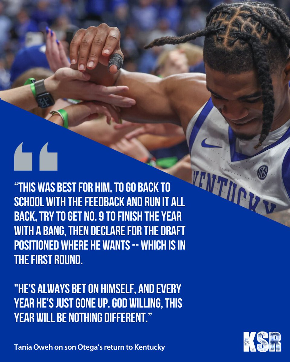 When Otega Oweh announced his return to Kentucky, he intentionally wrote, “I’m Back Better Now” — I’m BBN.

His mother walked KSR through that draft decision and his desire to hang banner No. 9

“He has embraced Kentucky just as Kentucky has embraced him.”
on3.com/teams/kentucky…