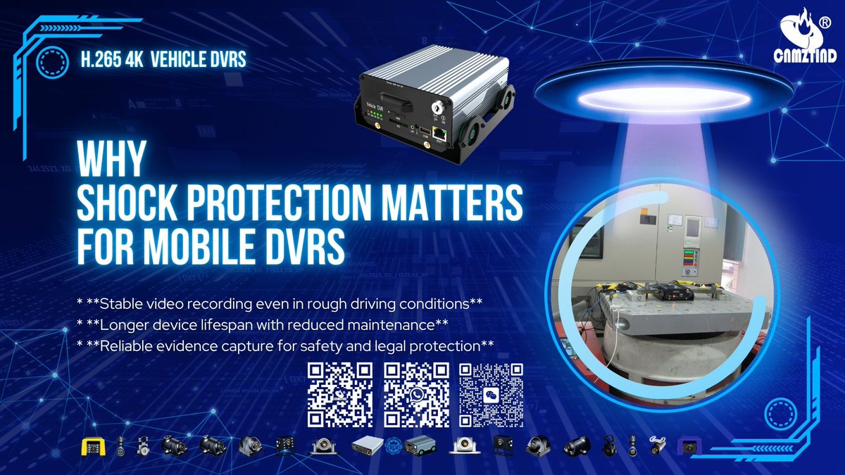 JUNLEE48187471's tweet image. Vibration is the silent killer of vehicle electronics. That’s why #CNMZTIND’s #MobileDVR features patented anti-vibration tech, professionally tested for the toughest commercial vehicle environments.
Stable. Durable. Road-ready
#FleetSafety #ShockProof #AntiVibration #VehicleCCTV