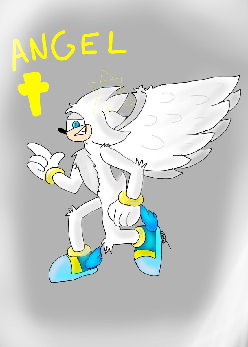 No lo se, un personaje llamado Angel, simplemente soñé con un Sonic blanco con alas y salió este we, se puede decir q es un fan-made, un fanart (aunque lo acabo de crear) o no lo se, pero re color no es, bueno ahí dejo q digan lo q gusten, es hombre porcierto, #sonic