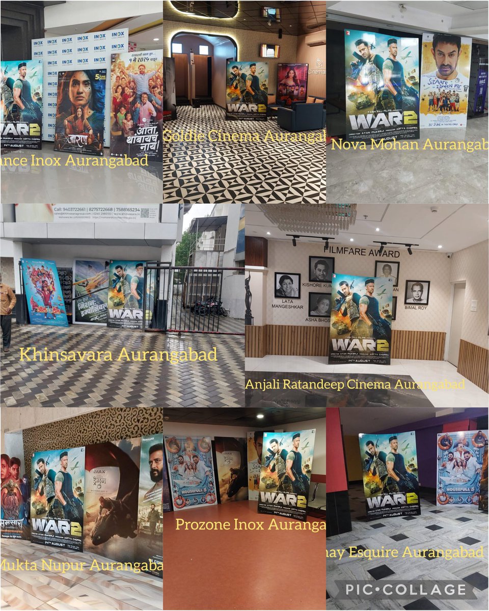AnanthaHaribabu's tweet photo. 🎬 #WAR2 Maratwada Chhatrapati Sambhajinagar (Aurangabad) City Publicity Standees Update 🔥
Now Displaying at:
📍 Abhinay E Square
📍 Goldie Cinema
📍 Mukta Nupur
📍 Mohan Nova Cinemas
📍 Anjali Rathnadeep Cinemas
📍 Khinvasara Cinemas
📍 Inox Prozone Mall
📍 Inox Reliance Mall
Etc cont….
💥 Huge buzz among Jr NTR fans in Chhatrapati Sambhajinagar!
Get ready for the mass rampage!
@worldNTRfans @NTR2NTRFans @tarak9999 @yrf @iHrithik @rohan_m01
@NtrMurali9999 @hanishkhanna79 
@NTRFanAurangabad @JrNTRCraze_ABD @TarakLoversABD @NTRMassForceABD @AurangabadNTRFans
#WAR2OnBigScreen #ManOfMassesNTR #HrithikRoshan #NTRFansMania #WAR2Takeover