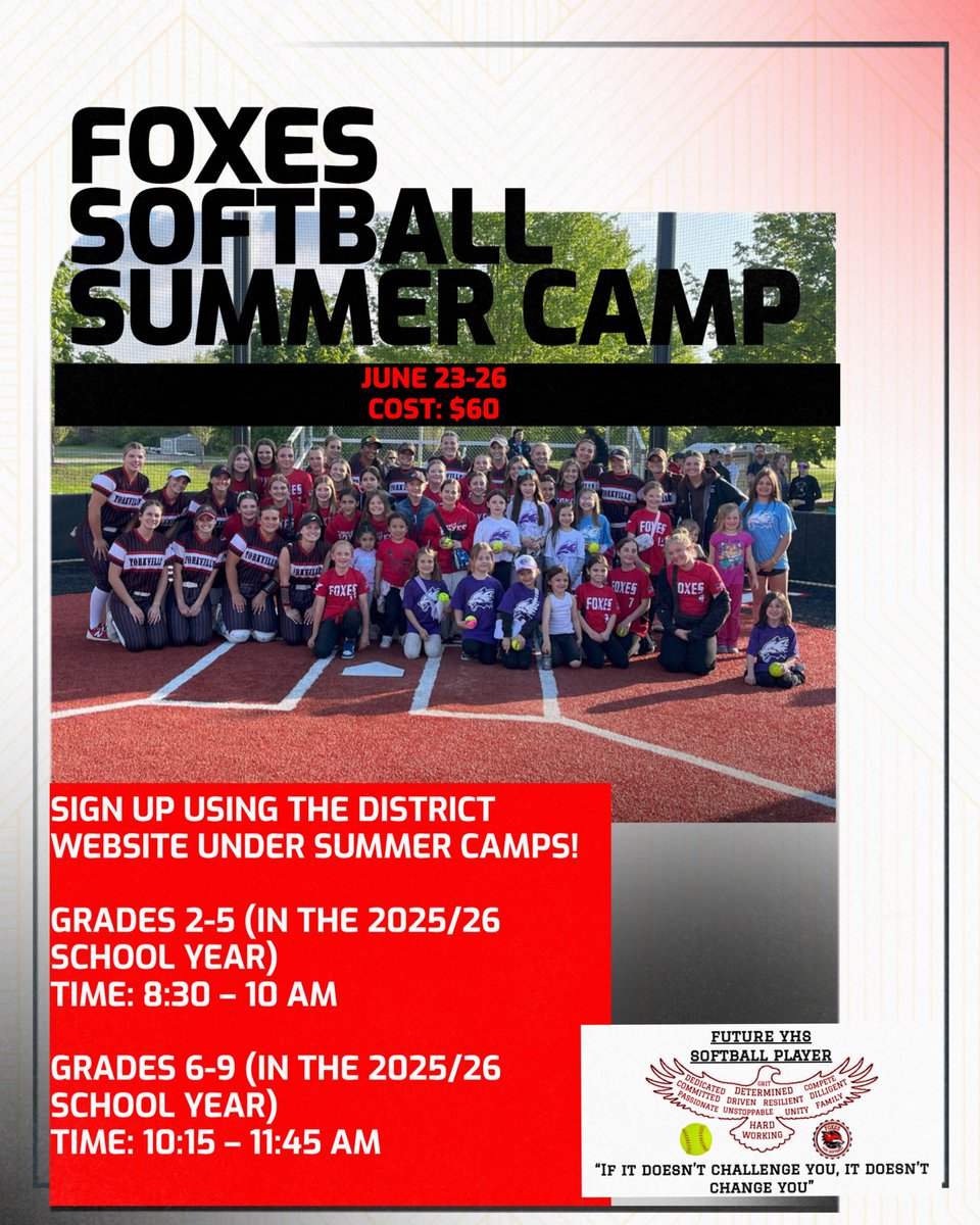 Don’t forget to get your youth softball players signed up for summer camp!!!