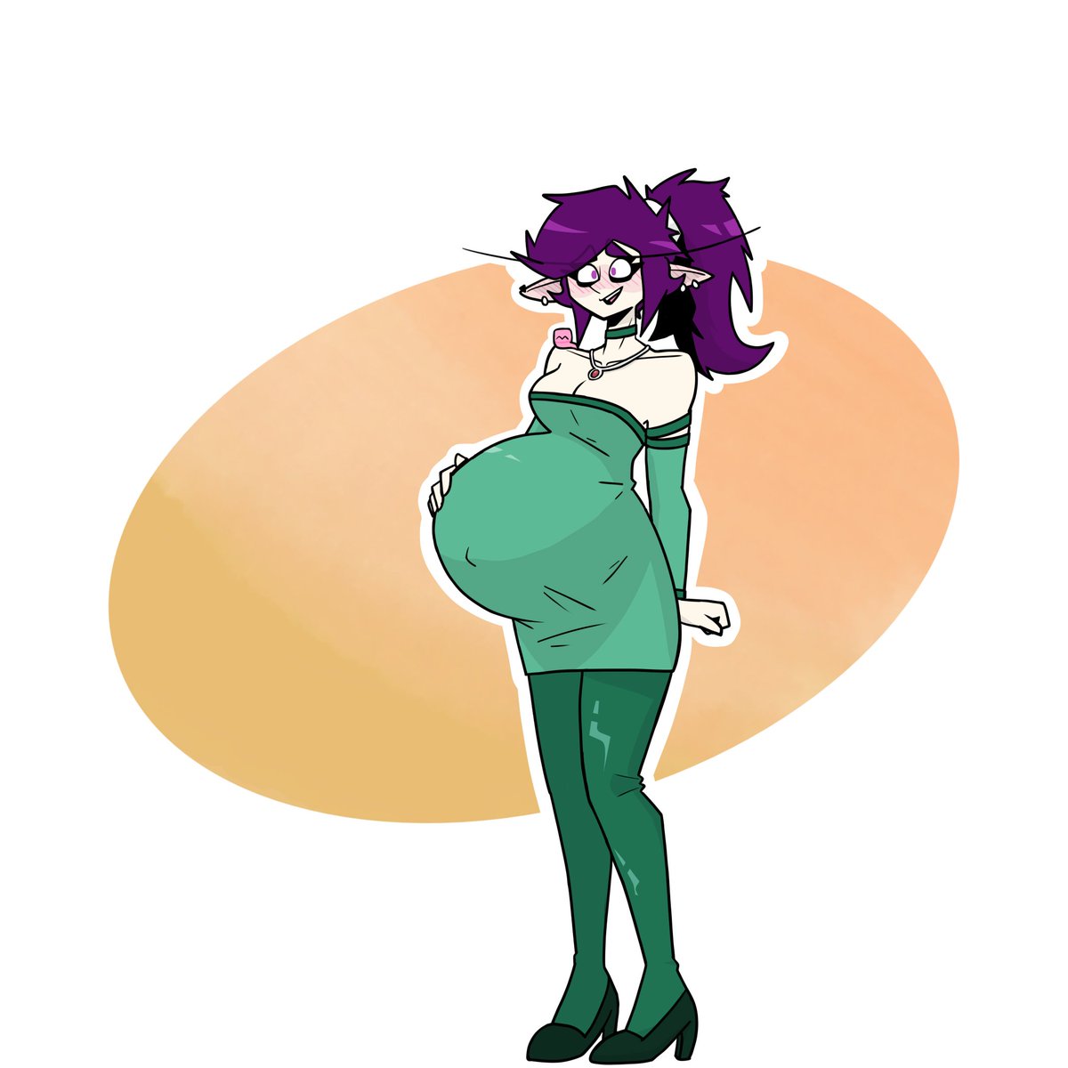 ElizaPregs's tweet photo. Alora in a dress designed by lewdlemage, the original pic of which you can and should go see on their platforms https://t.co/DTwAtEiqFT