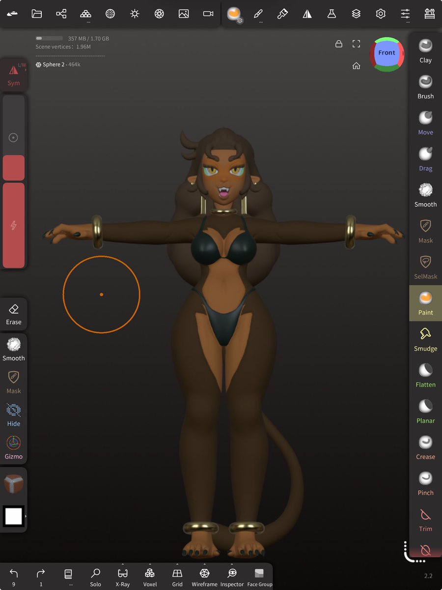 Sculpting and adding bones to rig my silli while i wait for new apple pencil nibs to continue drawing with out the bugger tweaking out