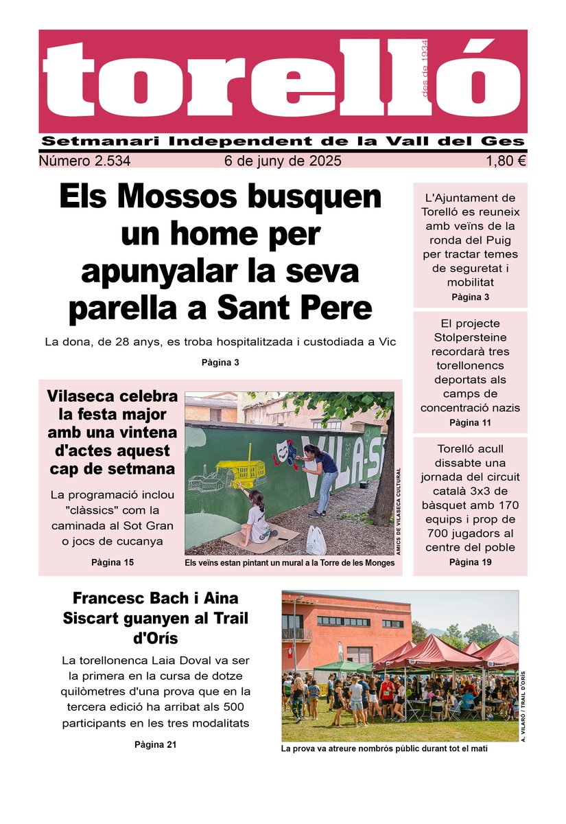 Setmanari Torelló (@settorello) on Twitter photo Bon dia! Aquesta és la portada del <a href="/settorello/">Setmanari Torelló</a> d'aquest divendres 6 de juny. Que passeu un bon cap de setmana! #torelló #valldelges #osona Bon dia! Aquesta és la portada del <a href="/settorello/">Setmanari Torelló</a> d'aquest divendres 6 de juny. Que passeu un bon cap de setmana! #torelló #valldelges #osona