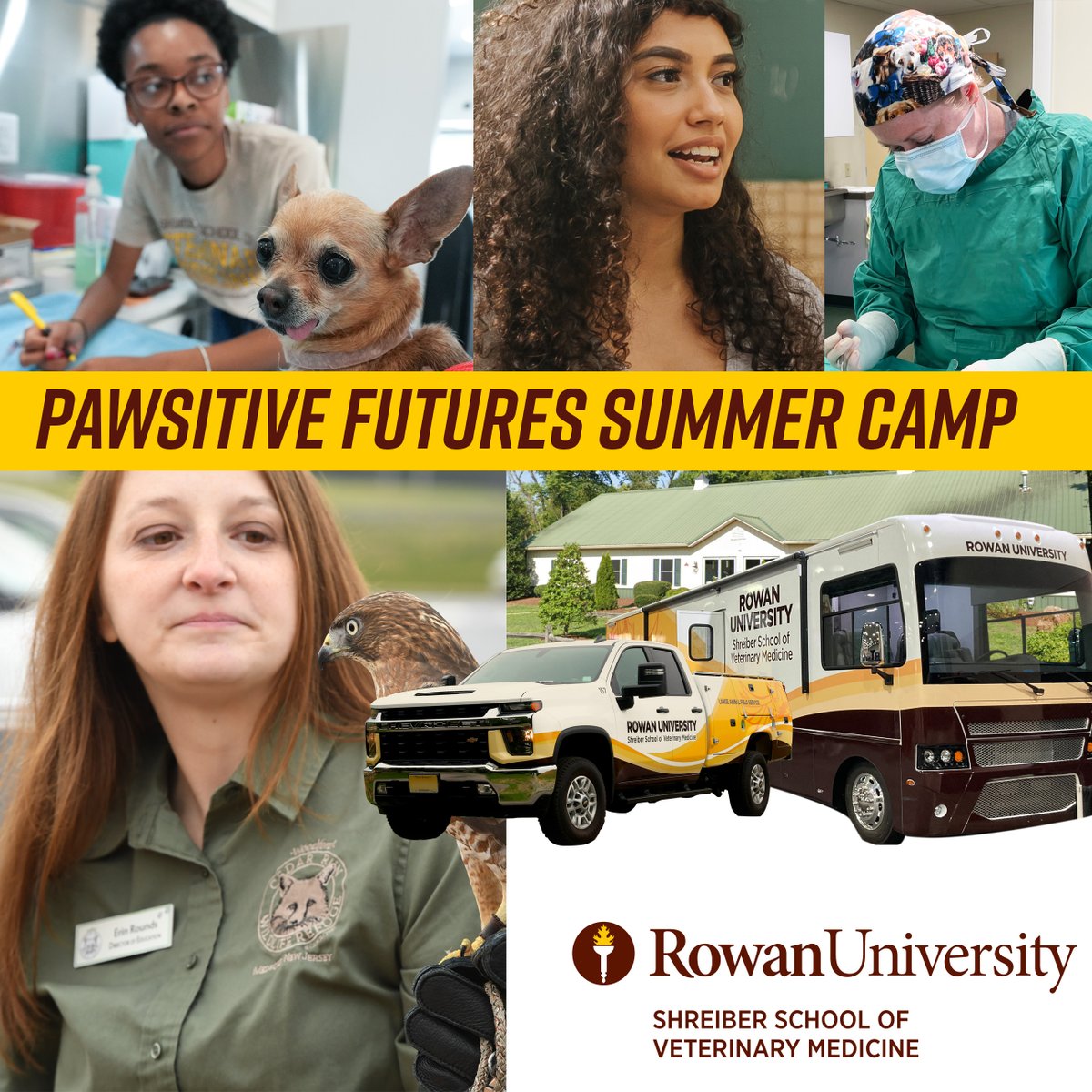 Scheduled for July 14-18, PAWSitive Futures Summer Camp is open for registrations at go.rowan.edu/PAWSCAMP25. 15 slots are available to rising 10-12-grade HS students interested in veterinary medicine. The week is packed with experiences, trips and learning opportunities.