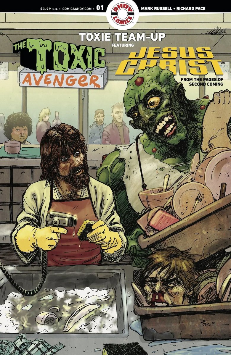 We read something early today. Comes out June 11th. Toxic Team-Up #1 with The Toxic Avenger and ... Jesus Christ.