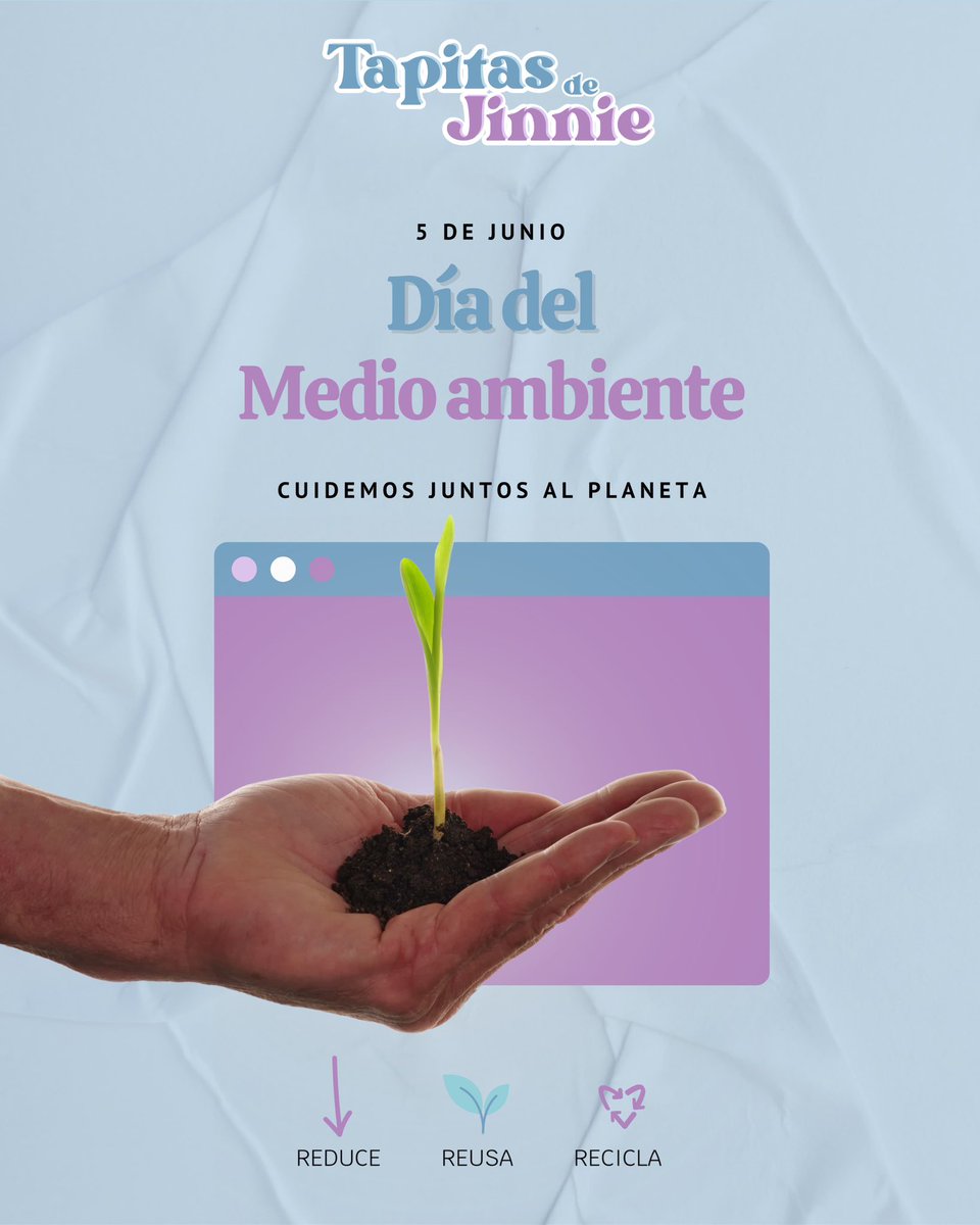🌍 Hoy es el #DíaDelMedioAmbiente
En #TapitasDeJinnie creemos que el cambio comienza con pequeñas acciones:
♻️ Reduce
🌱 Reusa
🔄 Recicla

Cuidemos juntos al planeta 💜
#ReduceReusaRecicla #ARMYPorElPlaneta #BuenasInfluencias