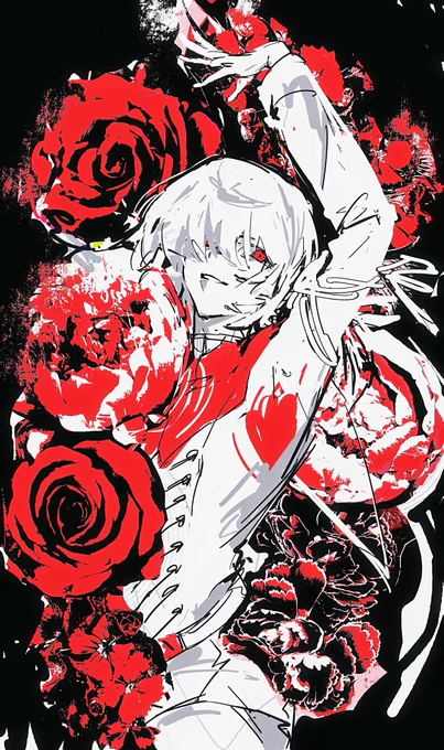 From the soil he soaked in red, they grew cruel flowers, carved from pain. #p5r