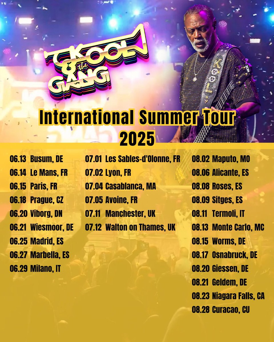 Kool & the Gang (@koolnthegnglive) on Twitter photo Hey, Europe! Summer tour starts in about a week!
#koolandthegang 
#summermadness
#europetour Hey, Europe! Summer tour starts in about a week!
#koolandthegang 
#summermadness
#europetour