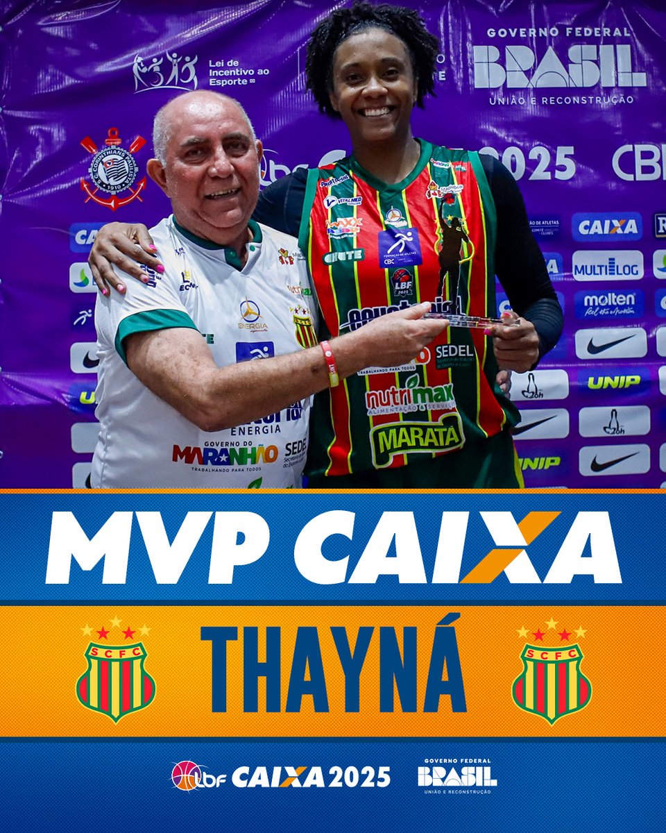 Na noite das T(h)ai(y)ná's, <a href="/jogadoora/">Thayná</a> foi a mais eficiente e levou o 🏆 MVP CAIXA de Melhor Jogadora da Partida!

A camisa 26 teve 12 pontos, 9 rebotes, 4 roubos de bola e 22 de eficiência  em SP. Já é o 3º troféu individual dela em 2025! ❤️💚💛🦈

📸 Beto Miller

#LBF #Basquete