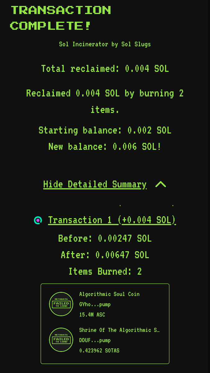 algorithmicsoul's tweet photo. My coins have been burnt! #pumpfun #PumpFunLaunch #pumpfuntoken https://t.co/etfieoNFWp
