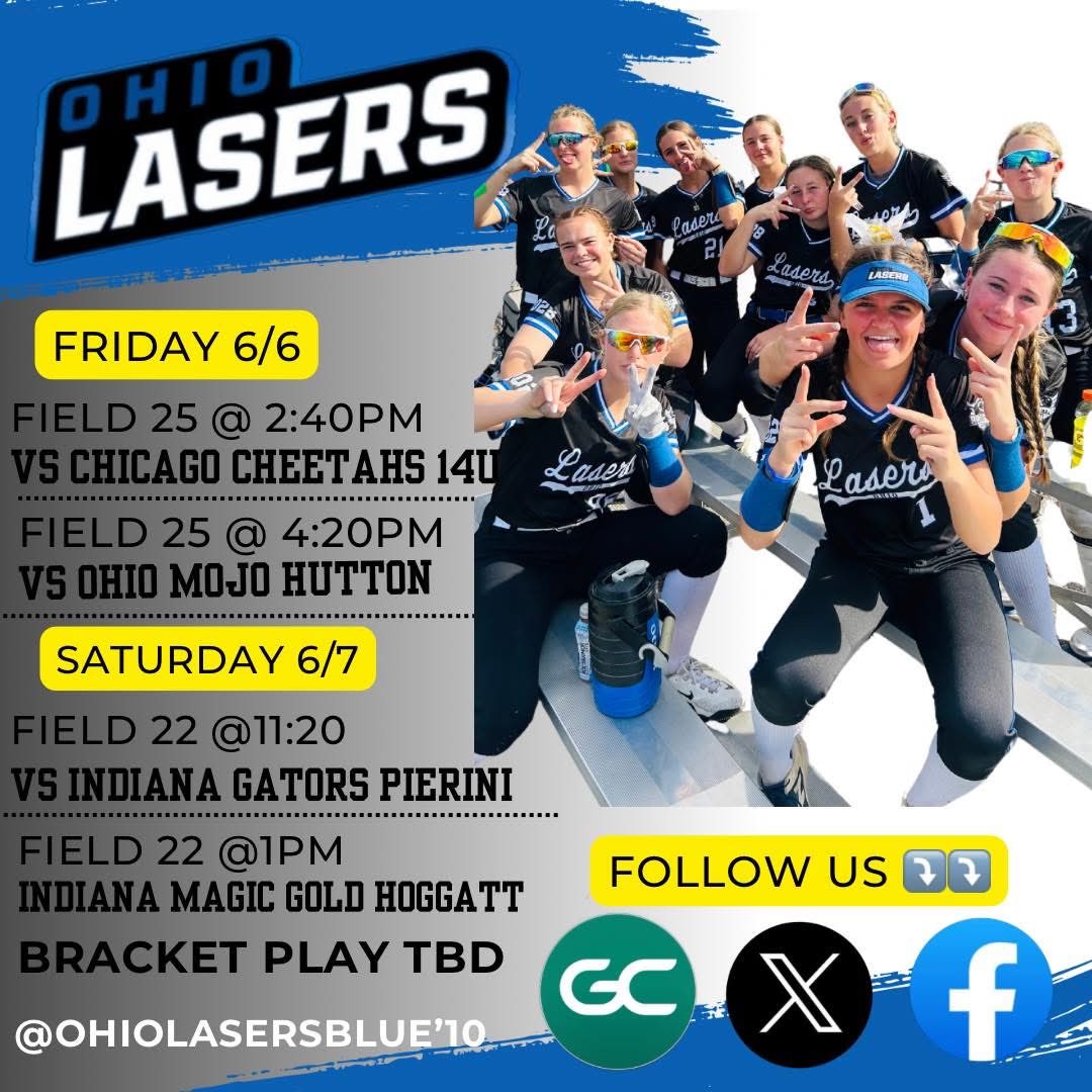 Maya Kolts 2028 (@mayakolts_2028) on Twitter photo Back together again tomorrow! Can’t wait to take the field with my <a href="/OhioLasersBlue/">Ohio Lasers - Gaskill</a> girls! Let’s go Lasers!
Come check us out at Lou Berliner Sports Park in Columbus, OH! Back together again tomorrow! Can’t wait to take the field with my <a href="/OhioLasersBlue/">Ohio Lasers - Gaskill</a> girls! Let’s go Lasers!
Come check us out at Lou Berliner Sports Park in Columbus, OH!