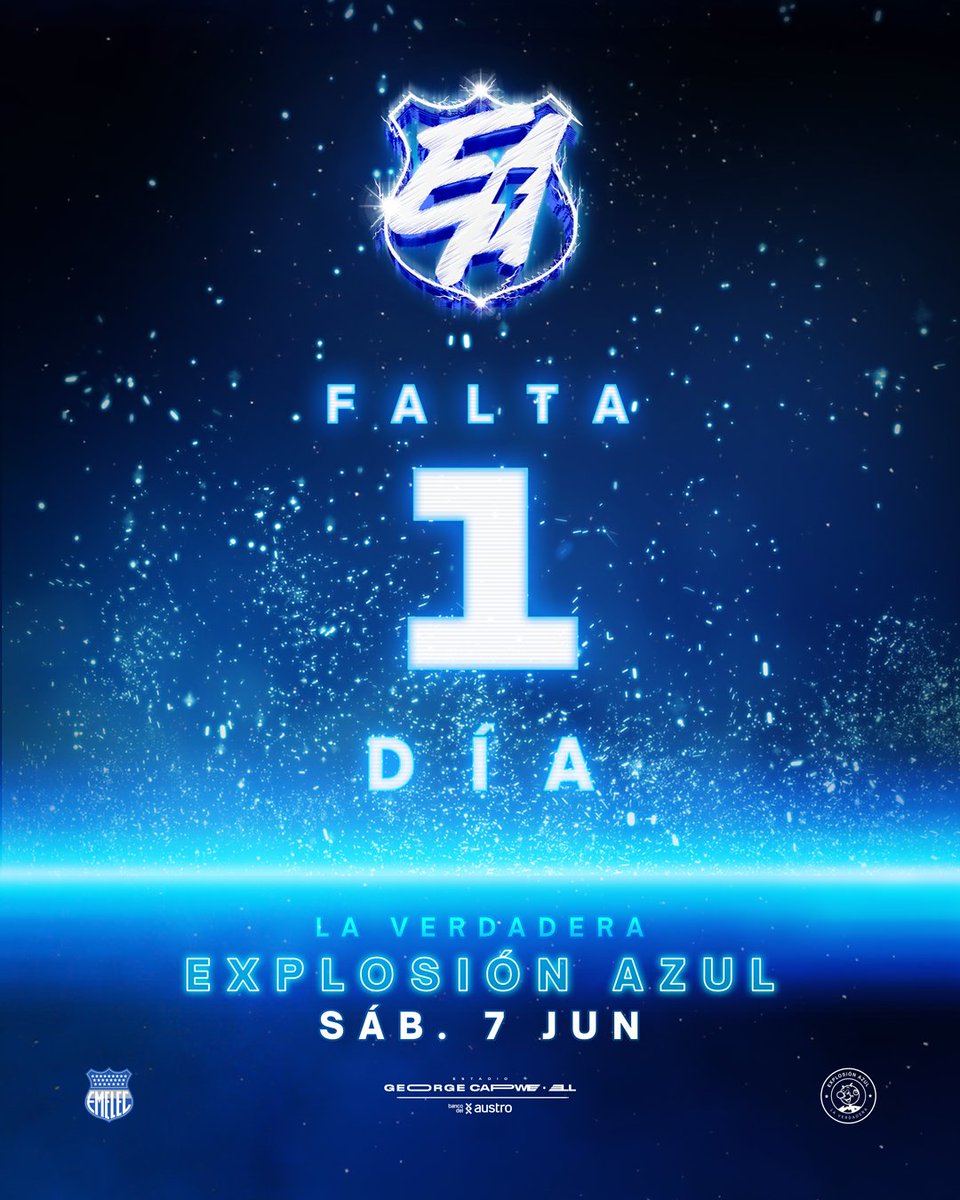 CSEmelec's tweet photo. 🚨 FALTA 1 DÍA.
El Capwell nos espera.
La emoción crece, el Bombillo se enciende. 💥
No puedes faltar... 💙
¡Esto se va a vivir con el alma!
#EncendamosLaHistoria #LaVerdaderaExplosiónAzul #EA2025 #VamosEmelec⚡ https://t.co/ASPv8doPn1