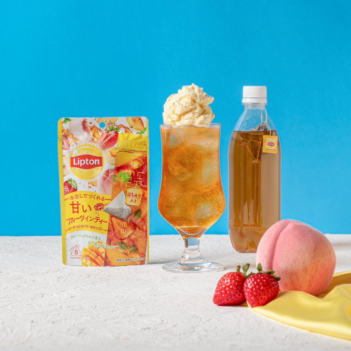 Lipton_Japan's tweet image. \初夏にぴったりティーソーダフロート🍹/
だんだん暑くなってきたこの季節
炭酸×リプトンで作る
しゅわっと爽やかなティーソーダフロートはいかが?🫧
ペットボトルにティーバッグを
入れて冷やすだけだからとっても簡単🍹
お好みのアイスを添えてぜひ試してみてね💛