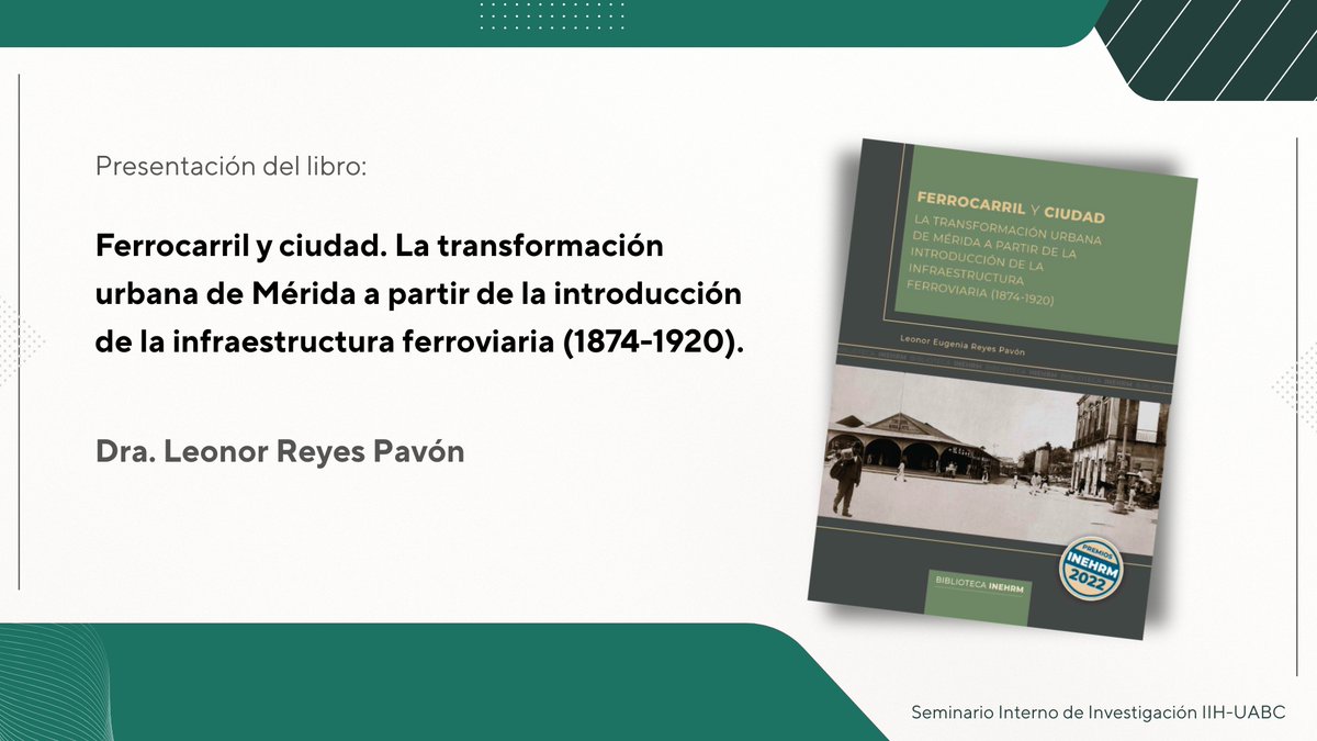 HISTORICAS_UABC's tweet image. Compartimos la última sesión del Seminario Interno de Investigación, en la que se llevó a cabo la presentación del libro: Ferrocarril y ciudad de la Dra. Leonor Reyes Pavón.
Link:
facebook.com/share/v/1CHq1W…
#historia #seminario #ferrocarril #UABC #yucatan #Mérida