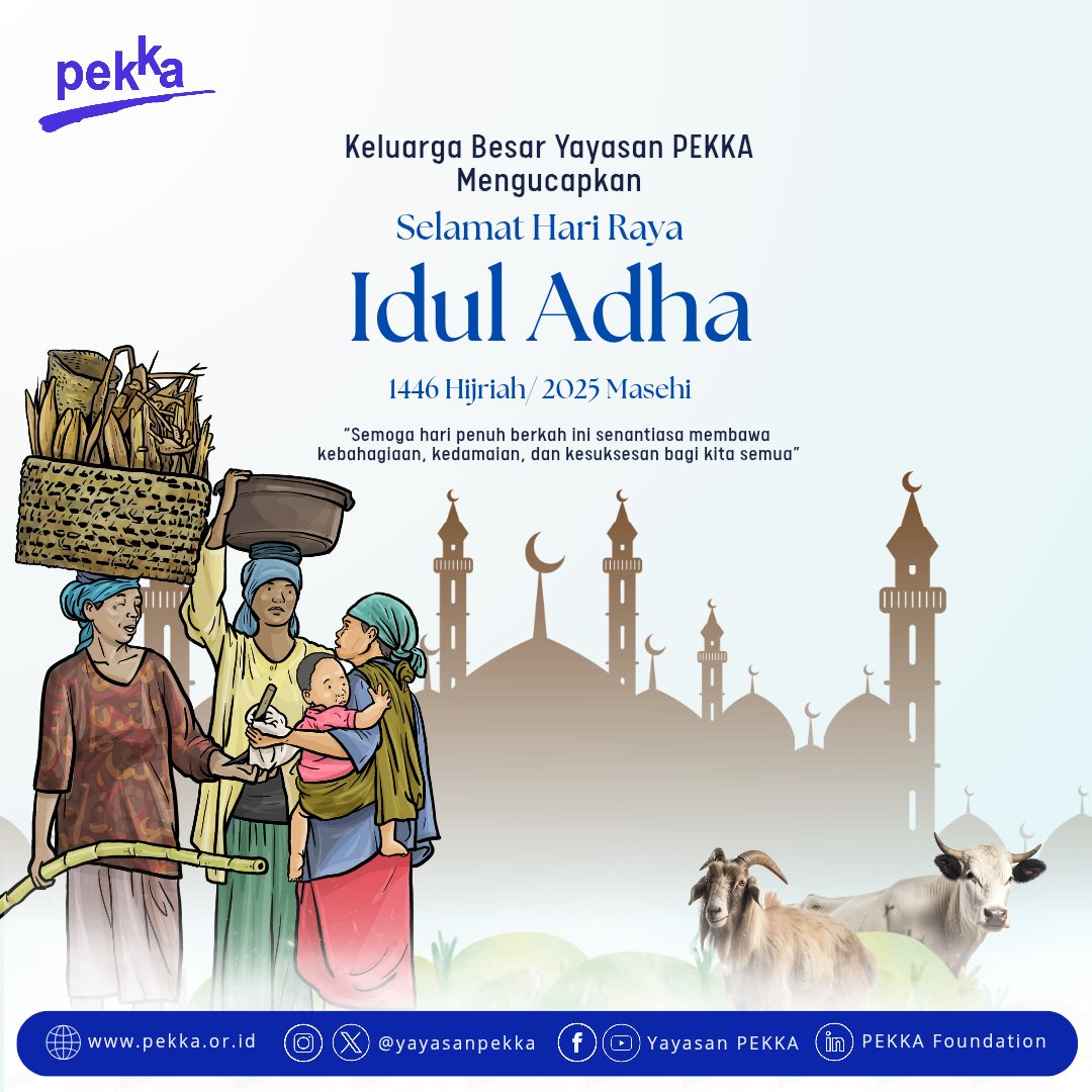 Selamat Hari Raya Idul Adha 1446 H
🌙✨

Di hari yang suci ini, semoga semangat Idul Adha menguatkan ikhtiar kita untuk menebar kasih, berbagi rezeki, dan membangun dunia yang lebih adil bagi seluruh perempuan dan keluarga.

#IdulAdha
#PemberdayaanPerempuan
#EidAlAdha
#Indonesia