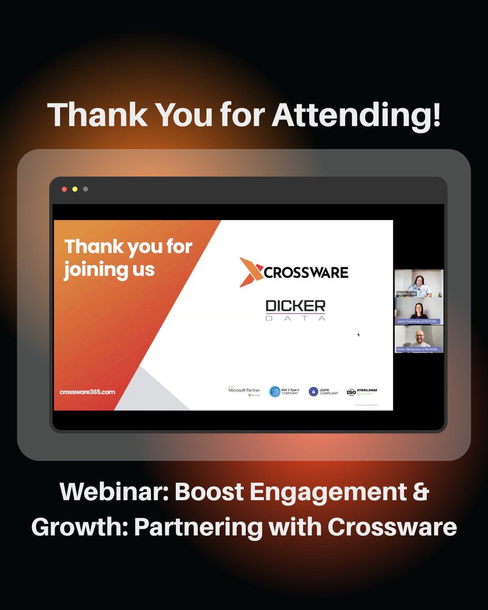 TeamCrossware's tweet image. Last week, we had the opportunity to collaborate with Dicker Data NZ  for our webinar Boost Engagement &amp;amp; Growth: Partnering with Crossware.

Thank you to everyone who joined us — and if you missed it, feel free to reach out to learn more!

#Crossware #DickerData #EmailSignature