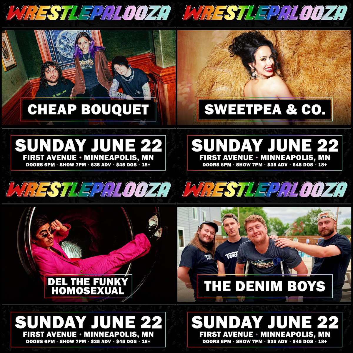 Arik Cannon (@arikcannon) on Twitter photo We are throwing a #PRIDE pre-party at <a href="/FirstAvenue/">First Avenue</a> in Minneapolis, MN on SUNDAY, June 22nd.
All of the <a href="/f1rstwrestling/">F1RST Wrestling</a> mayhem you know and love, plus… Live music, draglesque, and burlesque!
Get your #WRESTLEPALOOZA tickets before they’re all gone!
🎟️ axs.com/events/920946/… We are throwing a #PRIDE pre-party at <a href="/FirstAvenue/">First Avenue</a> in Minneapolis, MN on SUNDAY, June 22nd.
All of the <a href="/f1rstwrestling/">F1RST Wrestling</a> mayhem you know and love, plus… Live music, draglesque, and burlesque!
Get your #WRESTLEPALOOZA tickets before they’re all gone!
🎟️ axs.com/events/920946/…