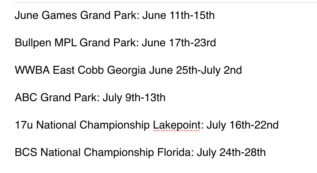 tripp_winton's tweet image. My Summer 2025 Schedule 
@CoachPedlowe @OBC_Recruits @Coach_Cush