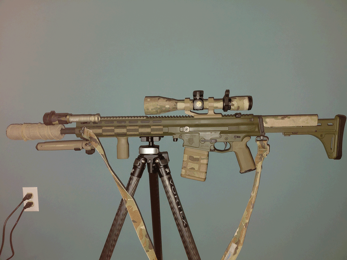 RobinsonArms's tweet image. XCR-M .308 in Cerakote OD Green, with camo pattern accessories including Athlon Optics Ares BTR, ZBolt Optics LEP light, Magpul magazine and bipod. The XCR-M an be converted to shoot 6.5 CM, .243, .260, and 8.6 Blackout. Get yours at robarm.com