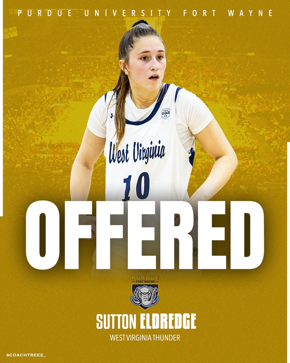 West Virginia Thunder UAA (@wvthunderuaa) on Twitter photo Sutton Eldredge ‘27 (<a href="/SEldredge2027/">Sutton Eldredge</a>) has picked up an offer from Purdue Fort Wayne!
#WVThunderFam | ⚡️⚡️ Sutton Eldredge ‘27 (<a href="/SEldredge2027/">Sutton Eldredge</a>) has picked up an offer from Purdue Fort Wayne!
#WVThunderFam | ⚡️⚡️