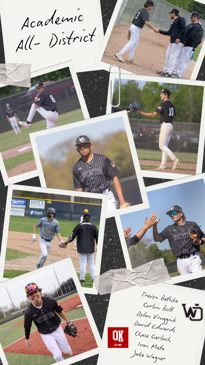 Congratulations to our West Ottawa Panther ⚾️￼Academic All-District Award Recipients!  Making em say WO in the classroom and on the ballfields!
🖤⚾️🤍