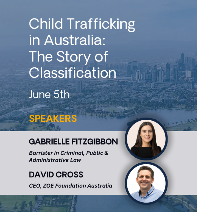 The correct classification of child trafficking has real implications for rescue, restoration &amp; prevention. Thank you to Zoe Foundation Australia for highlighting their important work in this area at yesterday's webinar. You can learn more at: gozoe.org.au/publications/