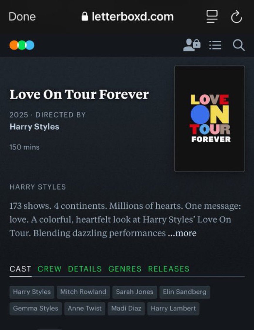 ❓Rumor: 

Several websites have announced that “Love On Tour Forever” will be released on 12 September 2025. 
The film has a running time of 2.5 hours. 

It's important to point out that on The Movie DB site, the person who added the information is HS4iscoming. A fan?