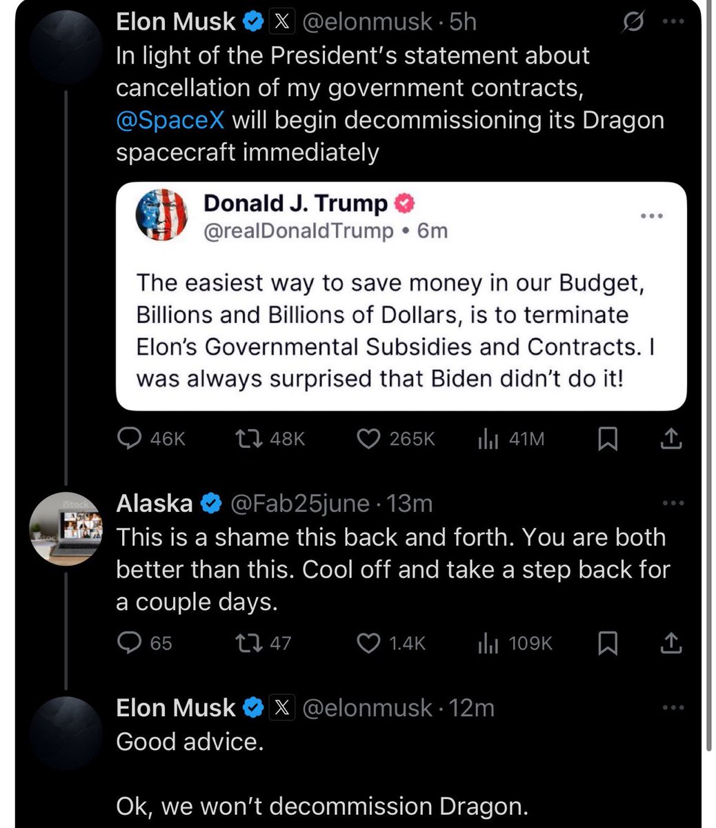 We’re not history professors but it just kinda seems like the founders were pretty intentional about setting up our system so our fate wouldn’t be decided entirely by the moods of billionaires with the fragilest egos imaginable. 🇺🇸
