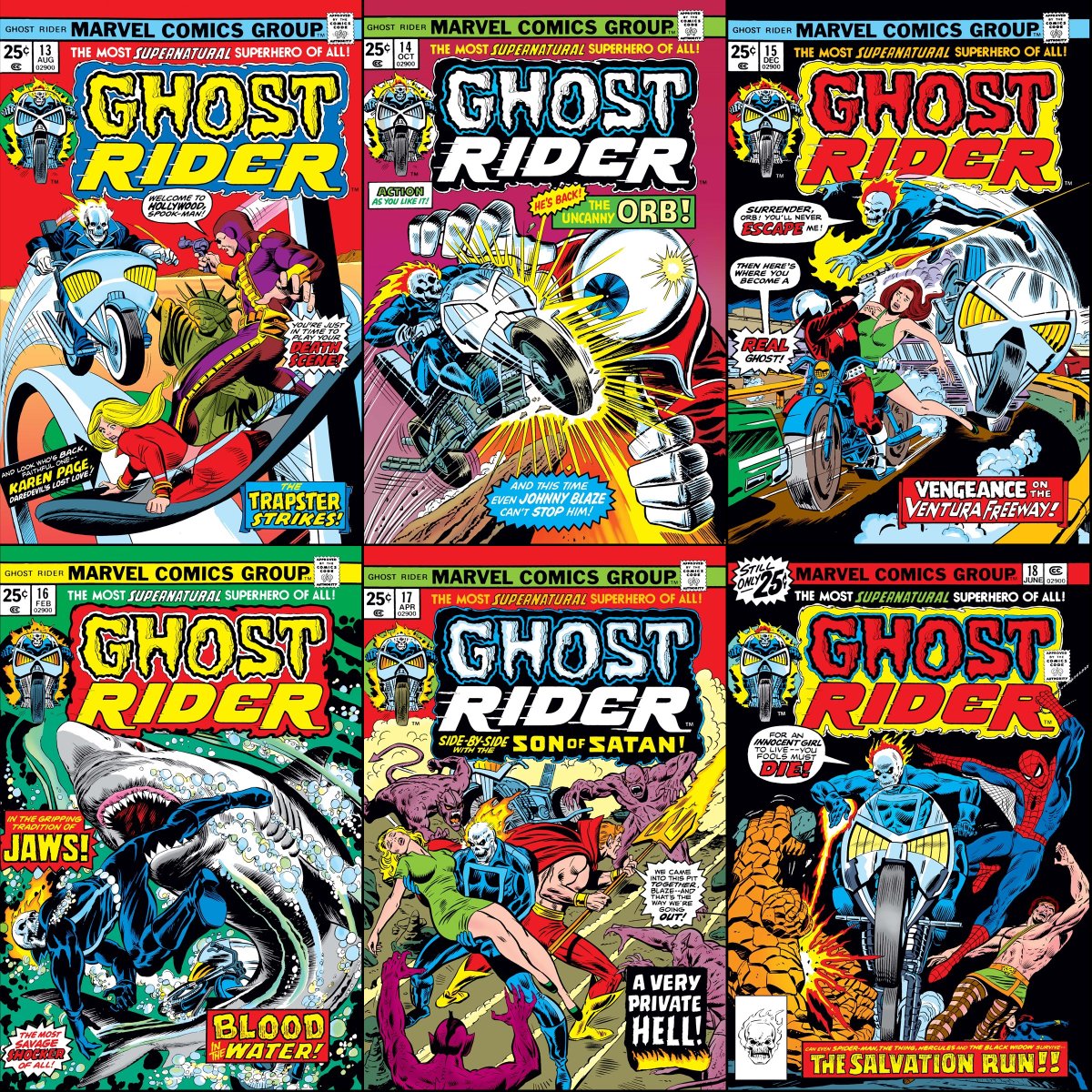 Ghost Rider #13-18 cover dated August 1975-June 1976.