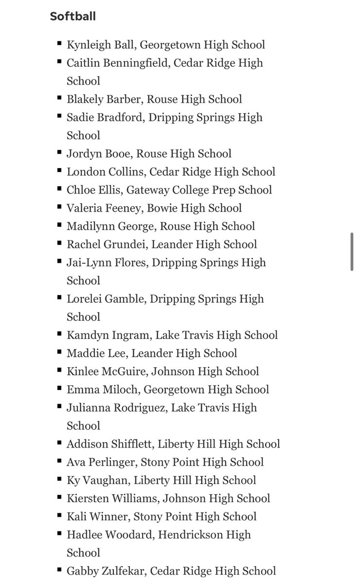 Kynleigh Ball and Emma Miloch are among several Georgetown High School student-athletes who have been nominated for the Austin Area High School Sports Awards for Spring Player of the Year. Amazing seasons and leadership from these two young ladies! 💙🦅🥎