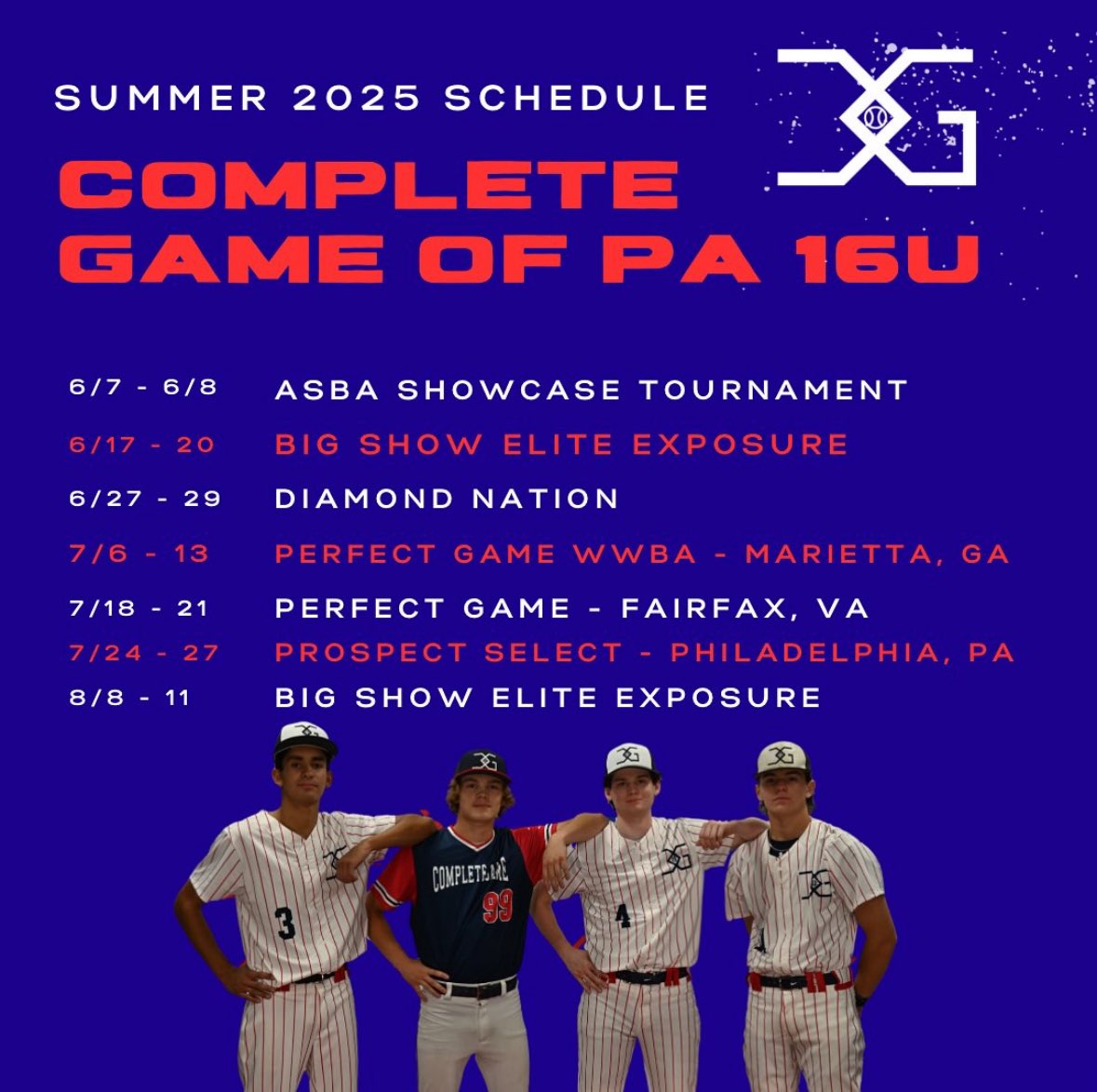 Tony Tosco (@tony_tosco) on Twitter photo This is my schedule this summer playing with <a href="/cgofpa/">Complete Game of PA</a>
Can’t wait for the exciting opportunities this summer This is my schedule this summer playing with <a href="/cgofpa/">Complete Game of PA</a>
Can’t wait for the exciting opportunities this summer