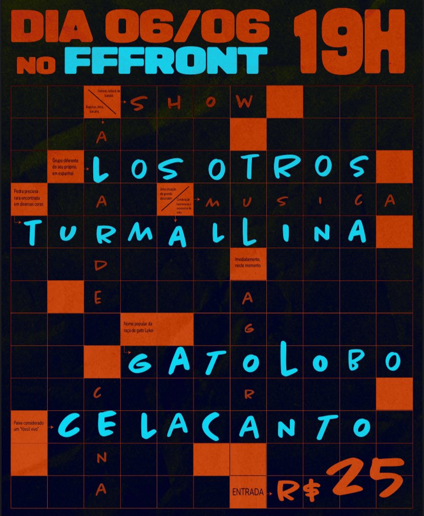 SHOW NESSA SEXTA!!!!!

6/6

NO FRONT

com <a href="/bandaturmallina/">Turmallina</a> <a href="/celacantowav/">celacanto</a> e gato lobooooo

VAMOOOOOOOO